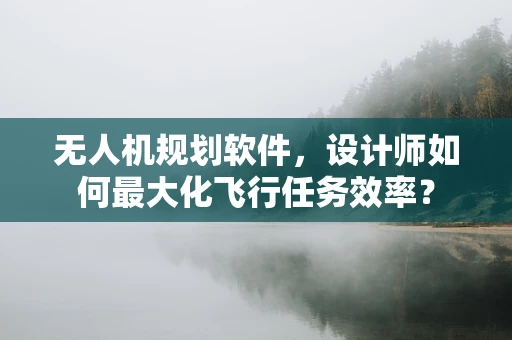 无人机规划软件，设计师如何最大化飞行任务效率？