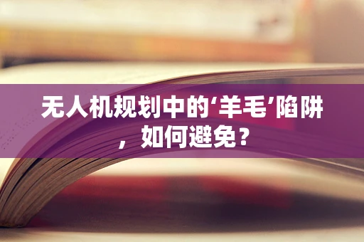 无人机规划中的‘羊毛’陷阱，如何避免？